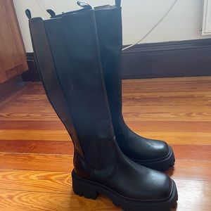 Women’s lug sole knee high boots, brand new